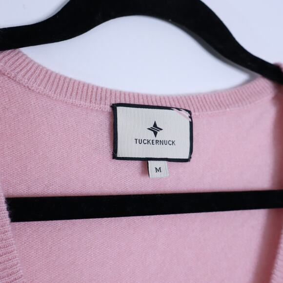 TUCKERNUCK Cashmere V Neck Sweater Soft Pink Long Sleeve Women's M - Picture 9 of 11